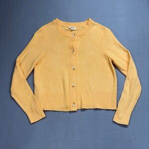 Candace Cameron Bure Yellow  Knit Button Up Cardigan Sweater Women's Size S